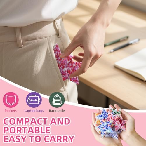 Estardaa dermatillomania fidget pads spread out showing ten vibrant colorful pieces for tactile stimulation.