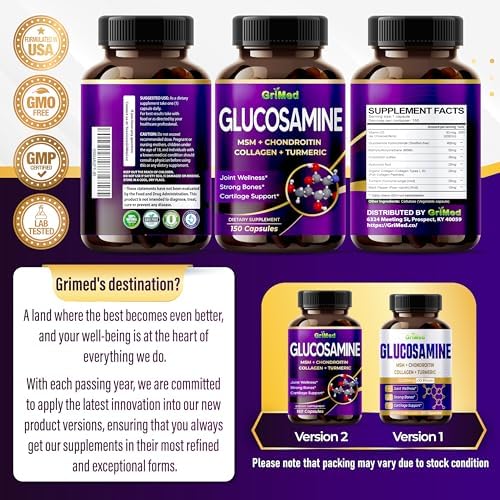GriMed Glucosamine 12,000mg - X12 Power with MSM, Chondroitin, Collagen, Turmeric for Joint Wellness, Strong Bones, Cartilage Support - Image 7