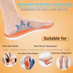 Orange Steppers 4D cloud insoles being trimmed to fit a specific shoe size.