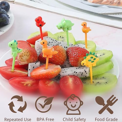 Kaishane reusable toddler fruit forks in colorful animal designs