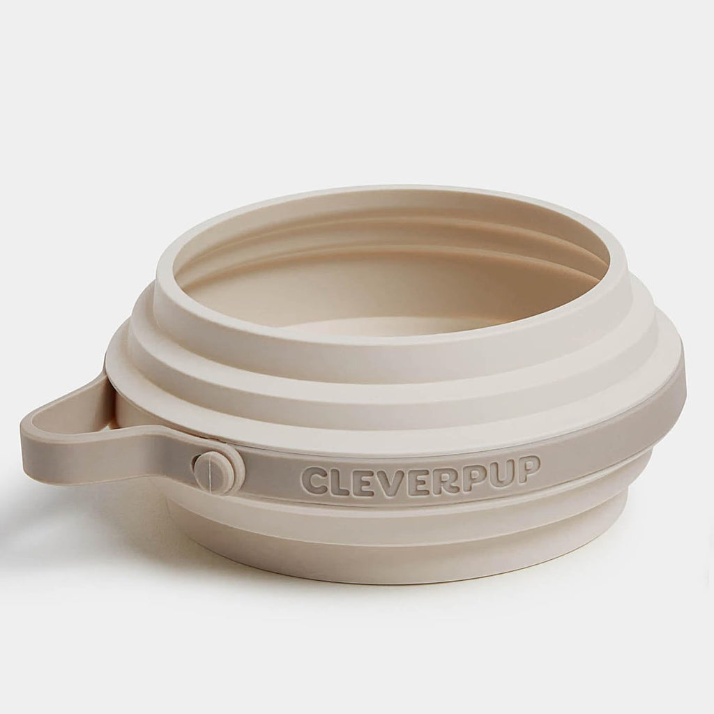 Cleverpup Nomad Large Collapsible Travel Dog Bowl - 4 Cup BPA-Free Silicone for Medium & Large Dogs, Portable, Food & Water, Dishwasher Safe - Grey Silicone - Image 12