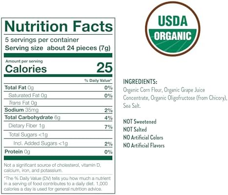 Back label of Little Bellies Sweet And Salty Softcorn showcasing USDA certified organic ingredients