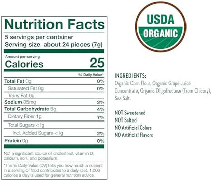 Back label of Little Bellies Sweet And Salty Softcorn showcasing USDA certified organic ingredients