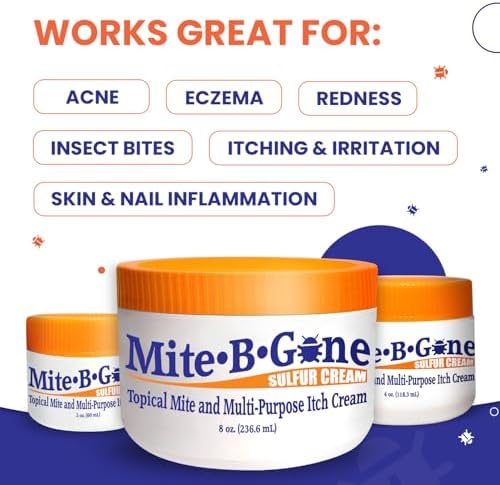 Max strength 10% sulfur cream for skin mites and insect bites.