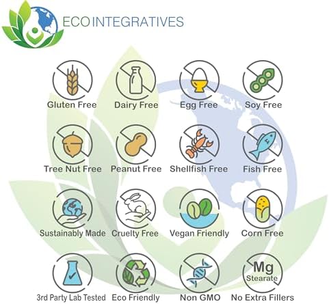 EcoIntegratives B2 400 Pure Riboflavin high potency vitamin supplement bottle side view showing clean vegan formula details.