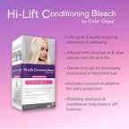 Color Oops conditioning bleach kit items unboxed showcasing gloves and application instruction sheet