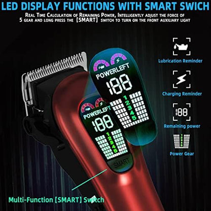 TCMKY professional hair trimmer showing the SMART button and five gear speed settings