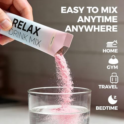KXVUDE relaxation on demand powder mix travel friendly stick packets packaging.