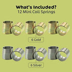Six gold and six silver mini metal coil springs arranged neatly for birthday party favors