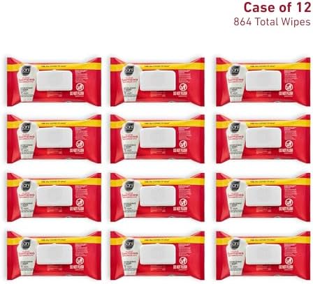 Full case of 12 PDI Sani-Professional softpacks showing authentic USA packaging.