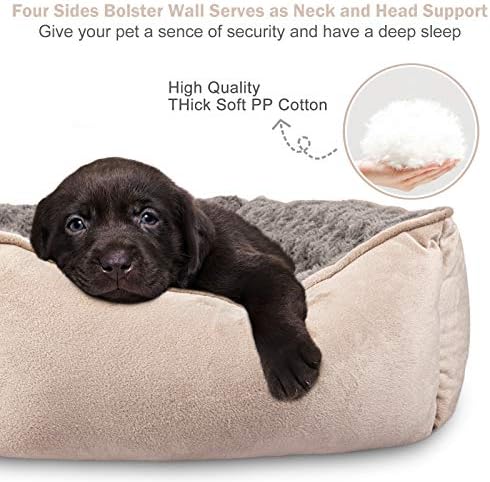 JOEJOY Rectangle Dog Bed for Large Medium Small Dogs - Washable Orthopedic Sofa Bed, Soft Breathable Puppy & Pet Cuddler, Durable Calming Dog Bed with Anti-Slip Bottom, Multiple Sizes, Beige - Image 3