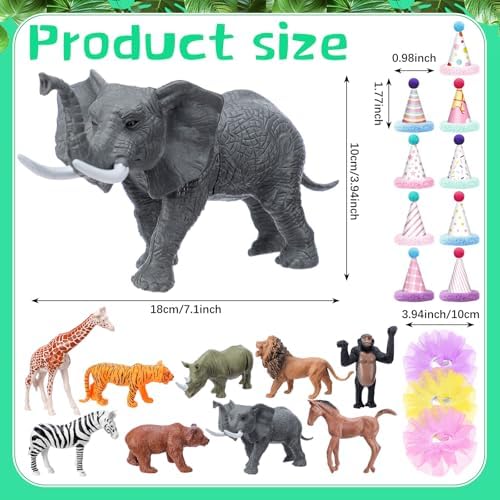 Close up of jungle animal figurine with pom pom hat