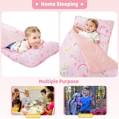 Viviland kids travel slumber bag folded with hook and loop closures secured