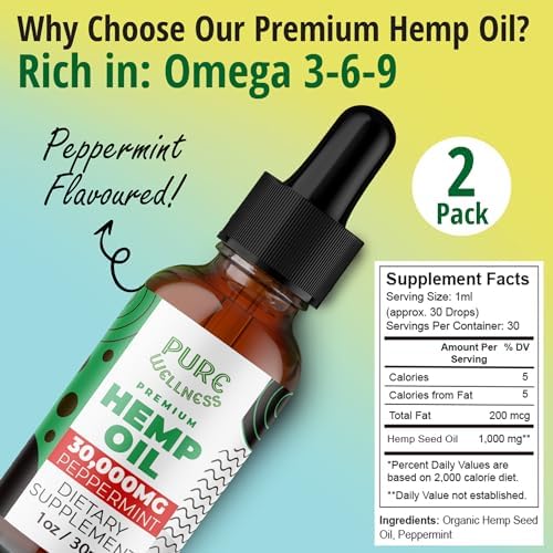 Organic peppermint flavored hemp oil dietary supplement