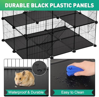 VISCOO 41 Panels Pet Playpen, 35.4" L x 23.6" W x 23.6" H Small Animal Playpen with 2 Doors, C&C Cage for Guinea Pigs,Rabbit,Bunny,Hedgehogs, Puppy Play Pen Indoor Outdoor, Two-Story Chicken Play Pen - Image 6