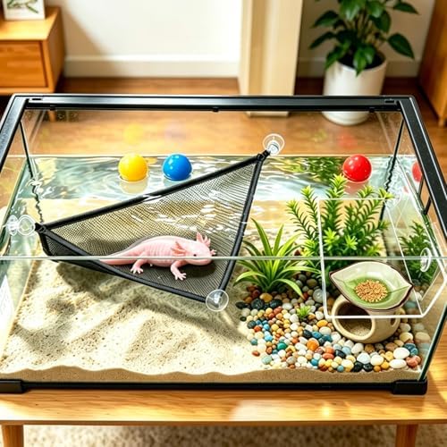 Swirge clear acrylic feeding platform with leaf shaped ceramic food dish installed in tank.