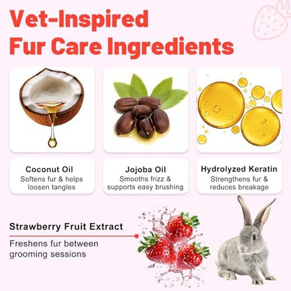 Ulroyda 100ml rabbit detangler spray application instructions and benefits on label