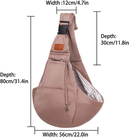 Small pet sling bag with storage pocket
