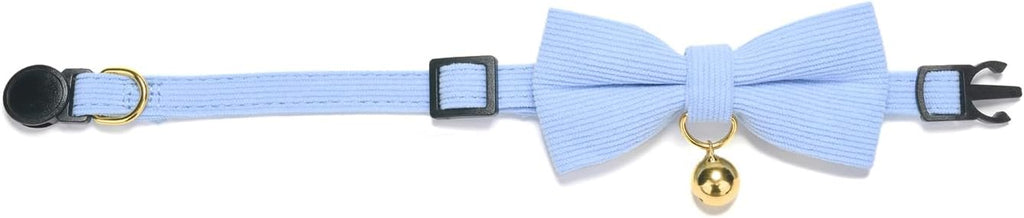 Adjustable extra small blue kitten collar by YUDOTE detailing the premium fabric texture