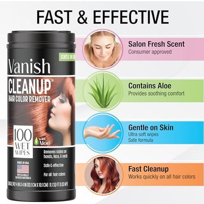 Vanish Cleanup professional salon hair dye stain removal wipes for hairline and face