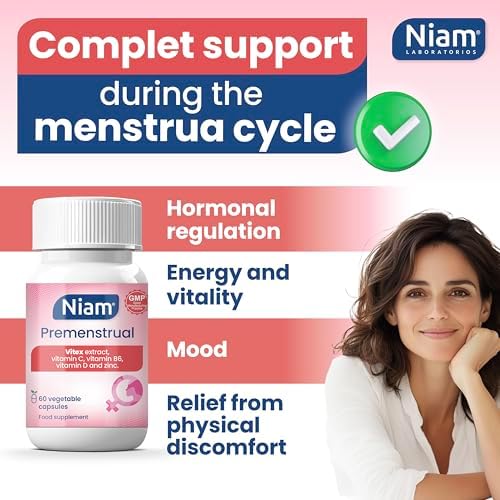 Side view of Niam Laboratorios hormonal balance dietary supplement bottle