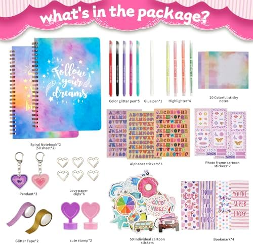 Close up of Oihew aesthetic stickers and glitter pens