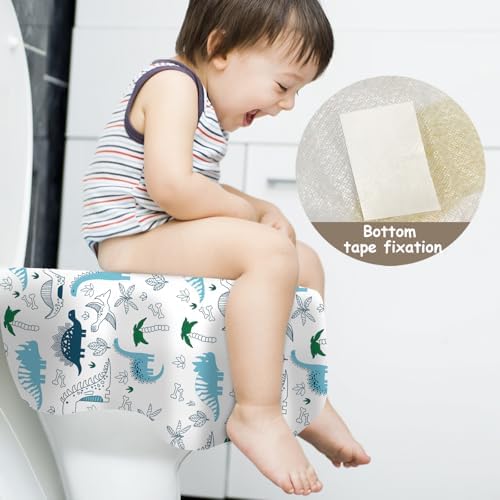 Underside view of DEEKI portable toilet cover illustrating the location of the two non slip adhesive strips