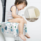 Underside view of DEEKI portable toilet cover illustrating the location of the two non slip adhesive strips