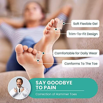Welnove hammer toe corrector being worn on a foot for alignment support.