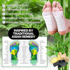 Close up of adhesive sheets and herbal pads included in the XIWEIOO kit.