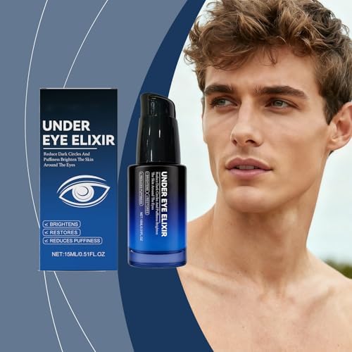 Men's hydrating eye serum with black pump dispenser for precise application.