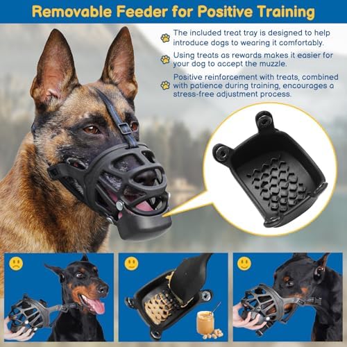 Black silicone basket muzzle for grooming and training
