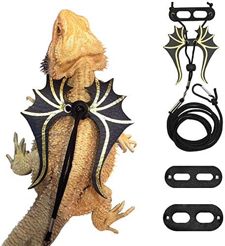 Adoggygo reptile harness set showing three sizes for bearded dragons