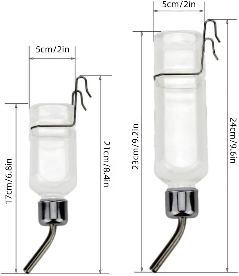2 Pcs Pet Cage Water Bottle No Drip Small Animal Water Bottle, Hanging Waterer for Rabbit, Guinea Pig, Hedgehog, Squirrel, Rat, Chinchilla, Hamster Dispenser Bottle - Image 2