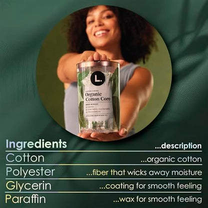 L. organic cotton tampons showing the slip resistant grip on the plastic applicator.