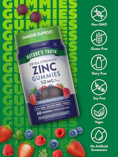 Nature's Truth brand non-GMO and gluten-free dietary zinc supplement bottle