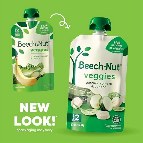 Beech-Nut Stage 2 veggie and fruit baby food puree pouches