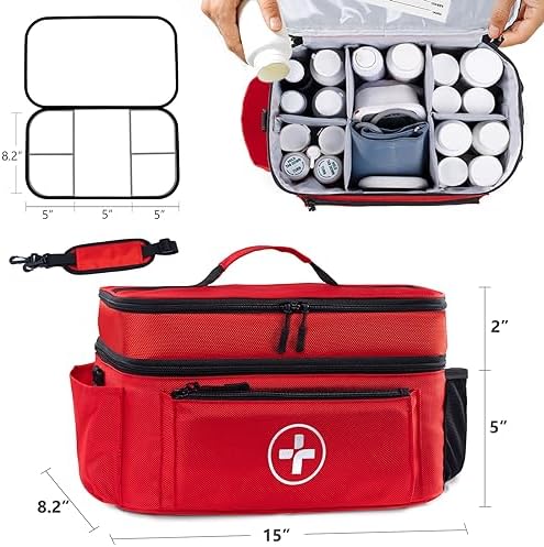 BAGSFY first aid kit bag empty showing transparent mesh pockets for easy access