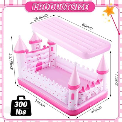 Relaxgiant toddler travel bed air mattress separated from the pink castle outer frame layer.