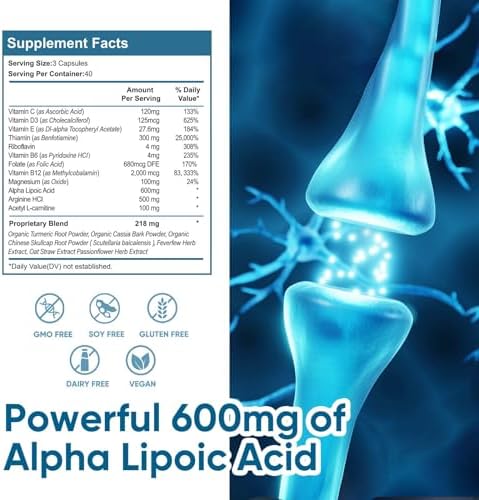 DQQI neuropathy support bottle back label nutritional facts