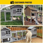 Aivituvin Rabbit Hutch Indoor Bunny Cage Outdoor with Run Chicken Coop Guinea Pig House with Waterproof Asphalt Roof,No Leakage Pull Out Tray (103.2" L x 25.2" W x 36.2" H, Grey-2 Sets) - Image 6