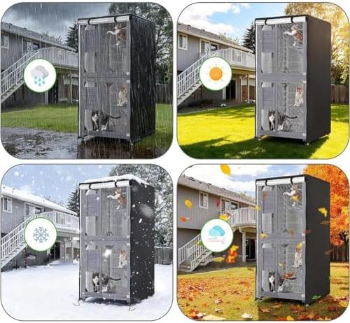 Premium weather resistant black cover for multi tier cat condo shelter