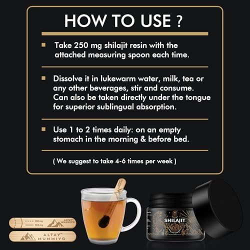 Premium Siberian mumiyo dietary supplement box showing instructions and hundred servings capacity