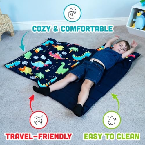 Klevly kids sleeping mat fully rolled up with the convenient travel carry handle visible