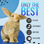 Fast drying pet safe cage cleaner misting a wire rabbit enclosure corner for odor control