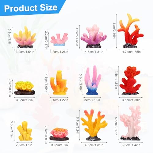 Twelve unique styles of small resin coral figurines for micro landscapes