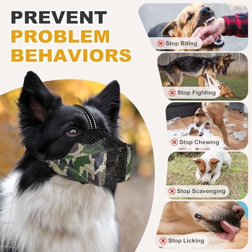 Pawfun no bark mesh muzzle showing adjustable head straps detail