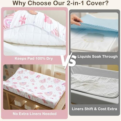 FIOBEE waterproof baby mattress protector pink quilted top sheet layout