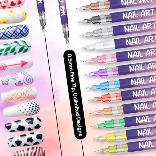 Quick dry nail art markers being used for detailed lines