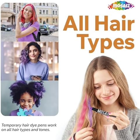 Model showing temporary vibrant streaks using Mosaiz hair chalk